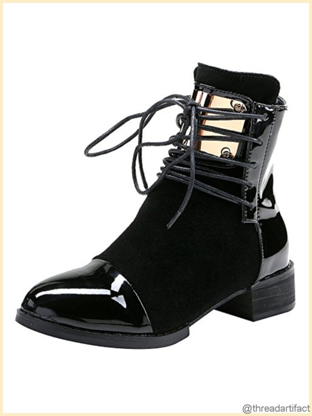 Punk Metal Cap Toe Chunky Heel Zip Ankle Boots